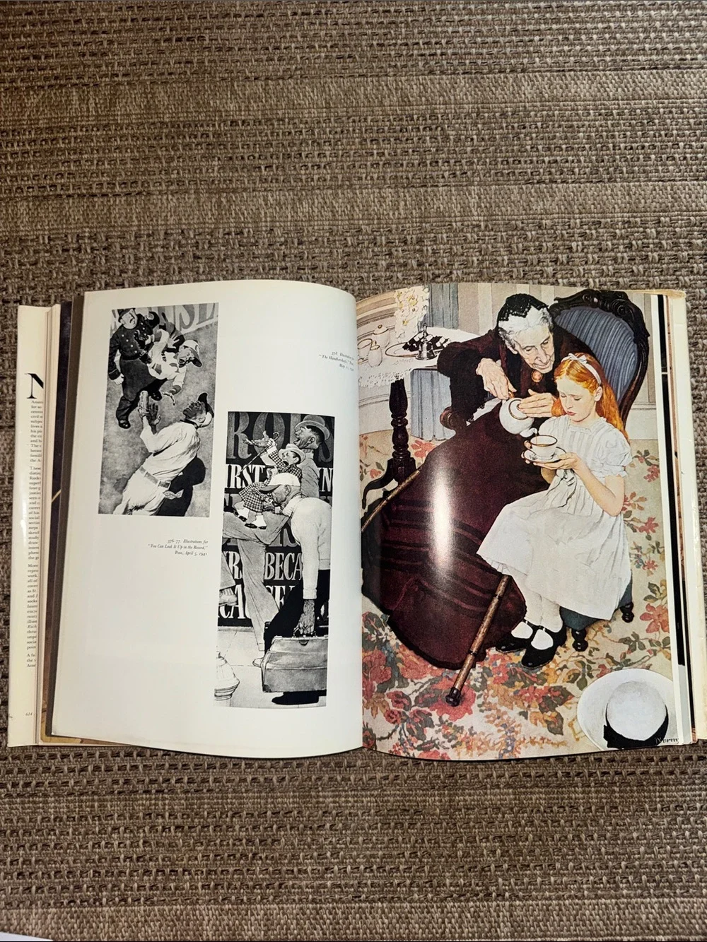 Norman Rockwell Vintage Illustration Print Coffee Table Book - Cream, Blue, Red
